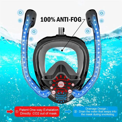Full Face Snorkel Mask 180Panoramic View Silicone Dry Top