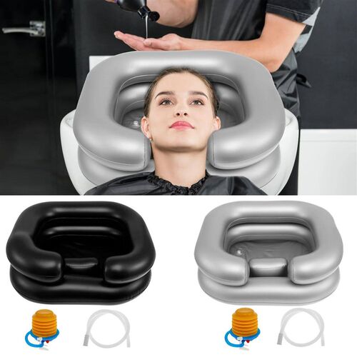 Inflatable Hair Washing Basin with Head Neck Support Drain H