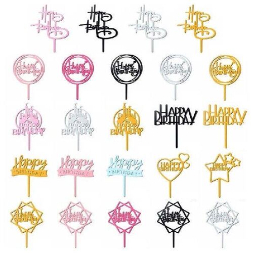 10pcs Acrylic Happy Birthday Cake Toppers Wedding Holiday