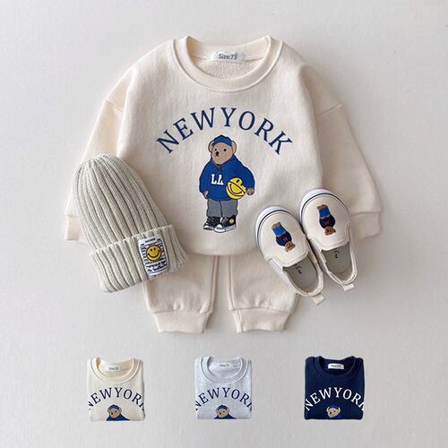 Korea 2023 Baby Boys Clothes Sets Letter Bear Girls Long Sle