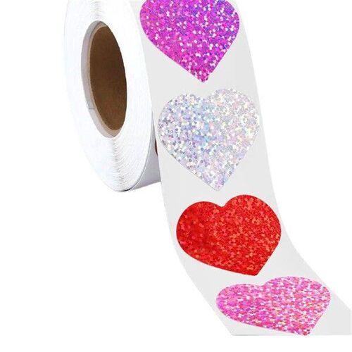Love Heart Incentive Sticker Roll 4 Colors Design