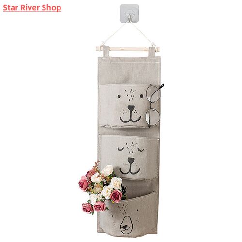 3 Pockets Cute Wall Mounted Storage Bag Closet Organizer Clo