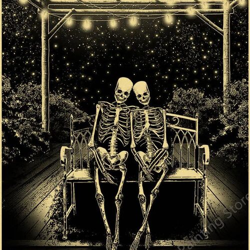 Simple Skull Love Married In Love Posters Retro Kraft Paper