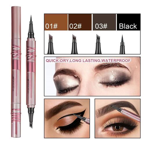 Four prong brush liquid eyeliner eyebrow pencil two in one w