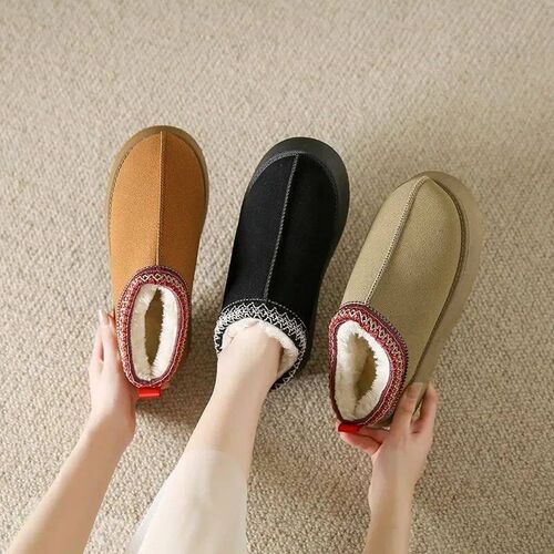 New Winter Retro Women Snow Warm Suede Leather Lazy Loafers