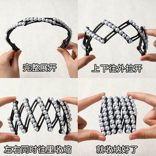 Telescopic travel folding headband broken hair clip折叠发箍