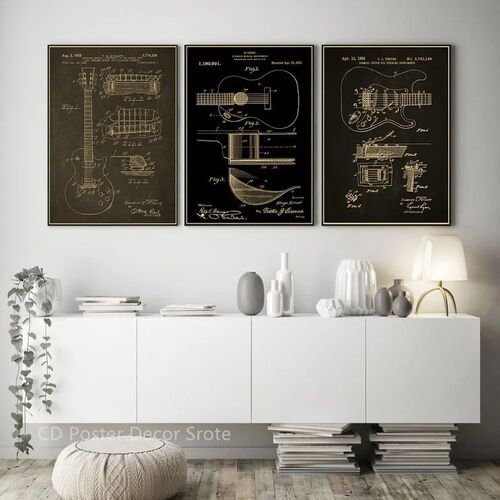 Guitar Collection Poster Prints Kraft Paper Posters DIY Vint