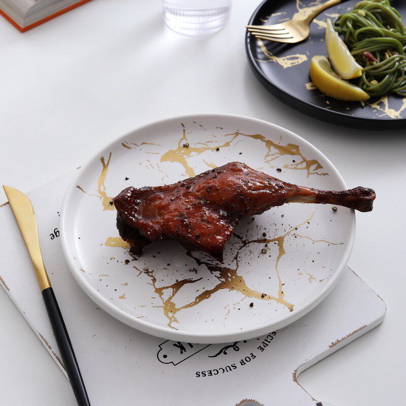 pure white round plates Dinner plate home cerami - 实物图