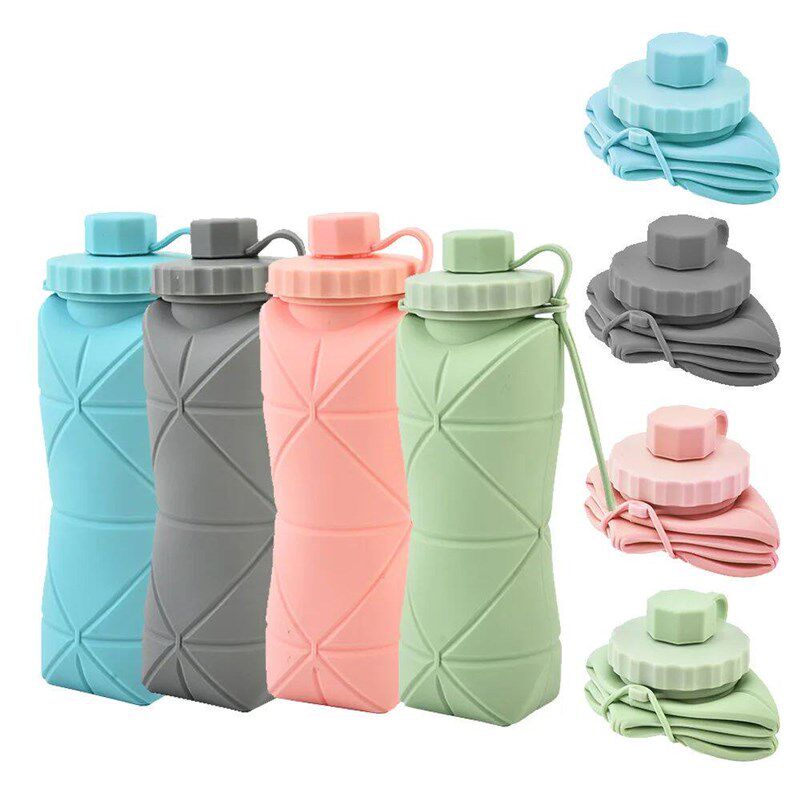 600ml Silicone Folding Bottle Adult Portable Reusable Plasti