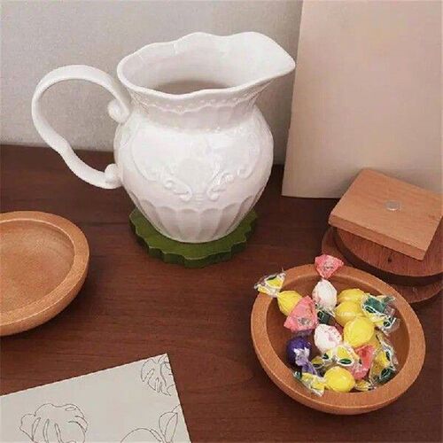 Wooden Coasters Set For Table Fun Hamburger Shape 6 Pieces