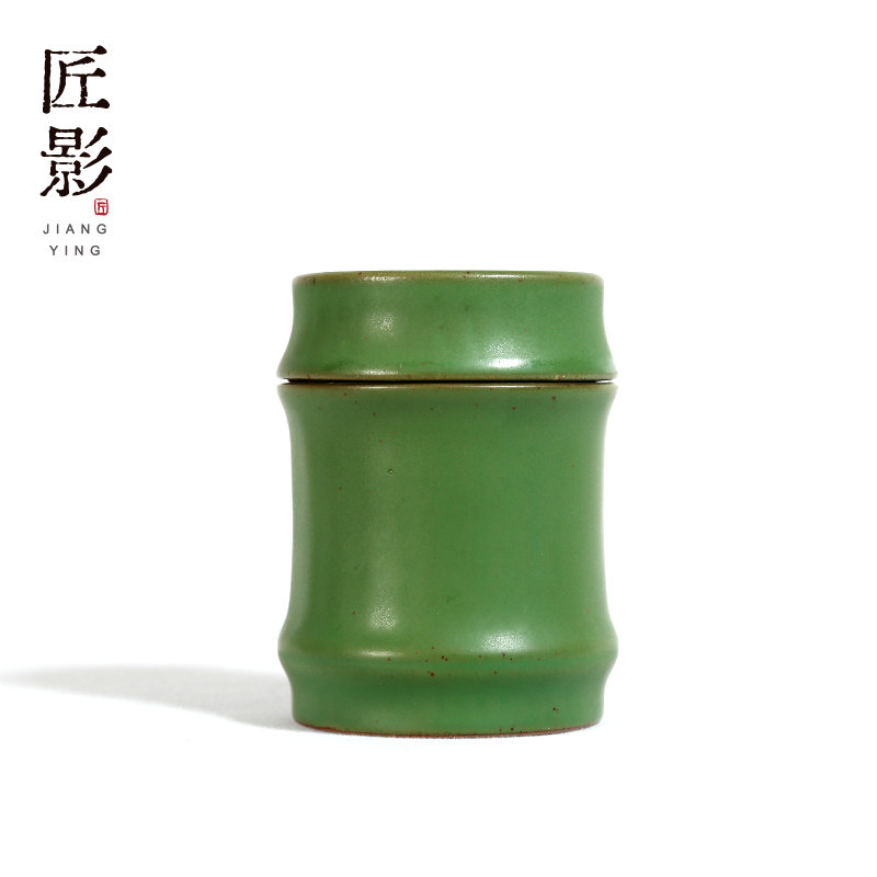 迷你便携茶叶罐仿生竹节罐子创意醒茶罐旅行陶瓷花茶罐家用密封罐