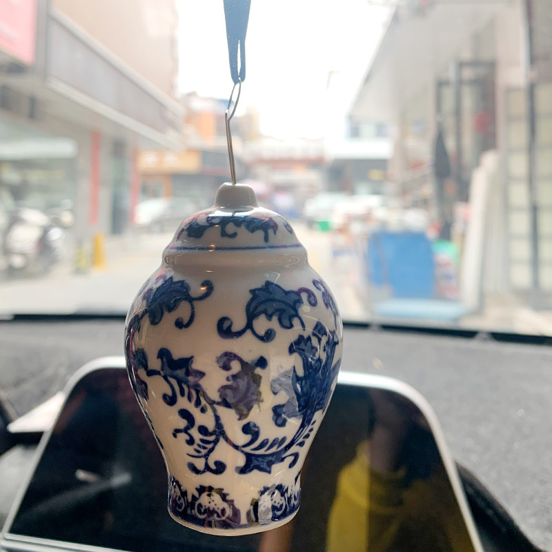 青花小物件汽车挂件车内吊饰陶瓷车载后视镜青花瓷吊坠陶瓷装饰