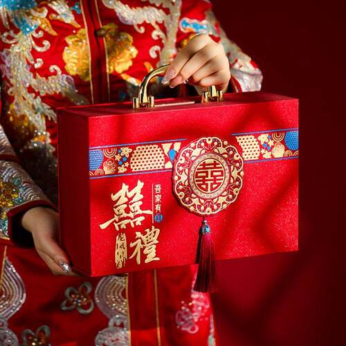 礼金箱结婚订婚彩礼钱盒子聘礼提亲红包现金礼盒高档定亲装彩礼箱