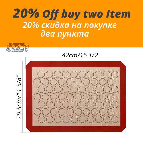 Silicone Macaron Baking Mat - for Bake Pans - Macaroon/Pastr