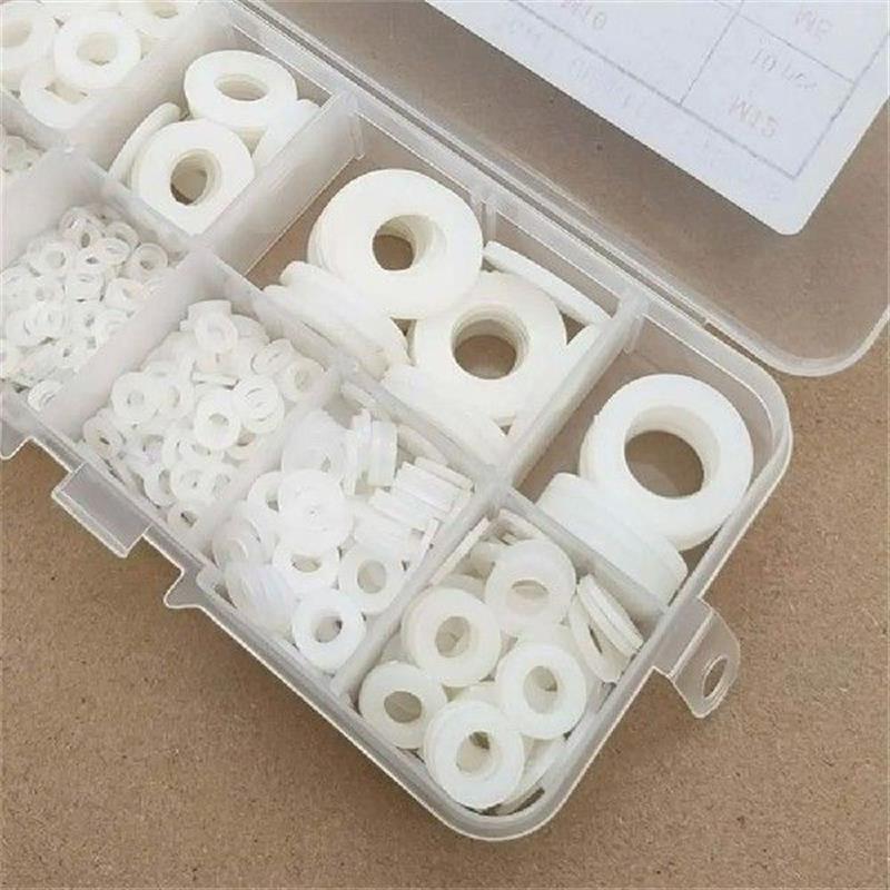 780Pcs White Nylon Washers M2 M2.5 M3 M4 M5 M6 M8 M10 M12 9 - 实物图