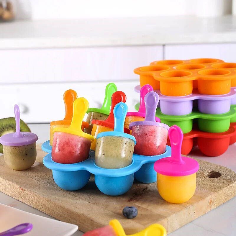 7 Holes Silicone Popsicle Ice Lattice Mold Food Grade Silico - 实物图
