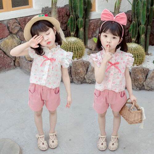 Girls Summer Suit Baby Girls Jacquard Shirt 1 Summer 2 Lit