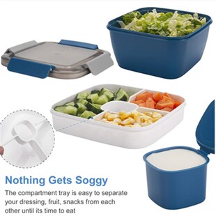 Salad Container Bento Box Tray Leak-Proof Sauce Container