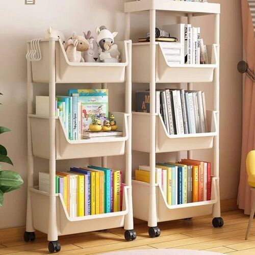 Trolley Storage Rak Multi-Layer Cart Movable Bookshelf Book