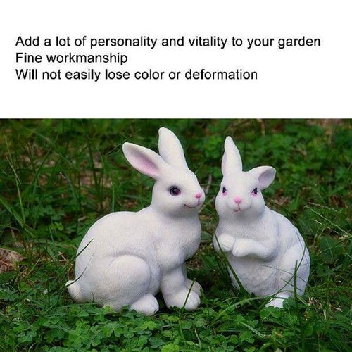 One Pair Garden Statues Rabbit Synthetic Resin Outdoor