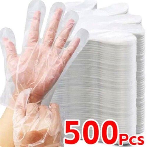 500/100PCS Transparent Disposable Gloves Plastic Waterproof