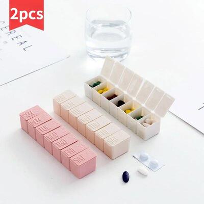 2Pcs/Set Travel Pill Box Holder Weekly Medicine Storage Orga