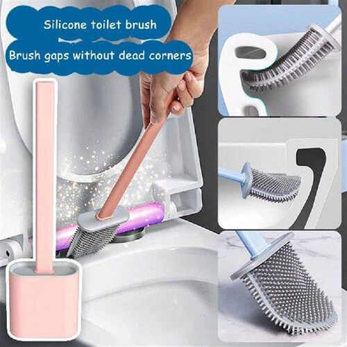 Long Handle Silicone Toilet Brush With Storage Rack