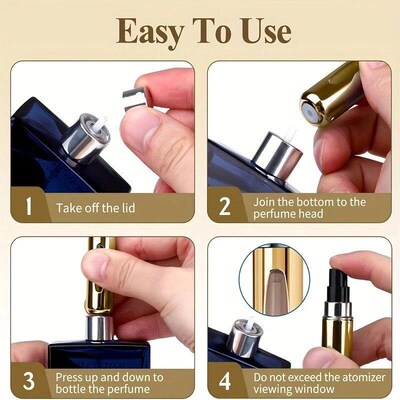 6 Portable Spray Bottles Travel Size 5ml Self-Priming Bottom