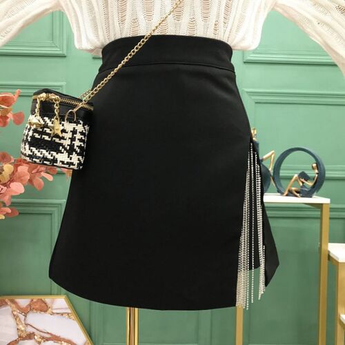 Skirts For Women White Black Faldas Jupe Femme Setwear Chain
