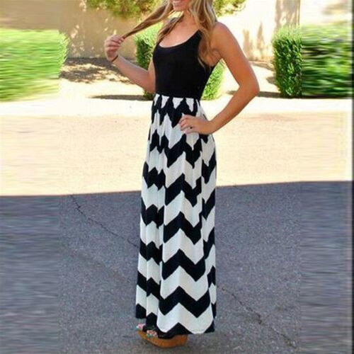 New In Dresses For Women  Plus Size Striped Long Boho Dress