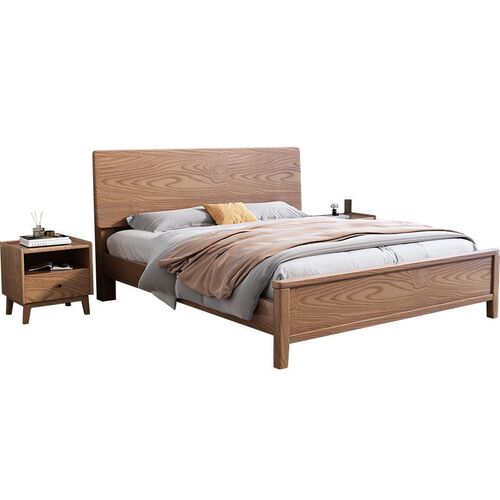 Nordic Solid Wood Bed Master Bedroom 1.8 m Doue Bed Modern S