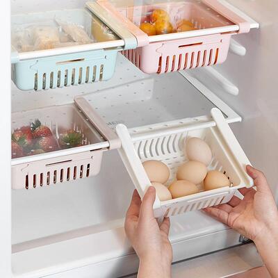 1-2Pcs Kitchen Organizer Fridge Storage Drawer Box Extendabl