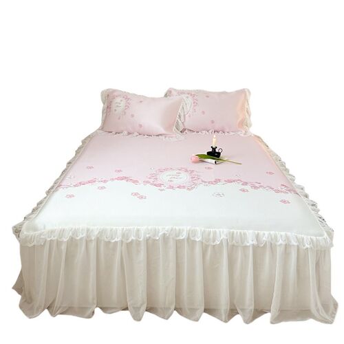 20新款公主风床裙款冰丝凉席三件夏季学生宿舍空调软席可机洗