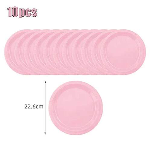 New Solid Color Party Set Light Pink Disposable Tableware Pa