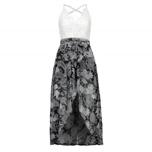 ~Lace stitching sling V-neck Holiday Beach Dress split Chiff