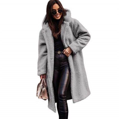 Long net color long sleeved woolen womens coat