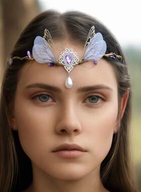 Handmade Forest Woodland Elf Hair Tiara Butterfly Deer Twig