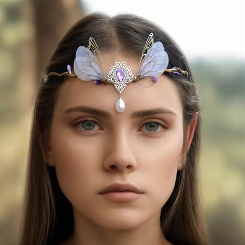 Handmade Forest Woodland Elf Hair Tiara Butterfly Deer Twig