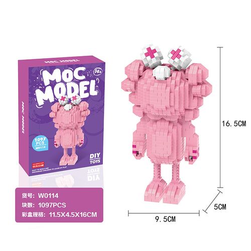 14cm High Cute Cartoon Bear Brick Assemble 1000pcs+ Model Di