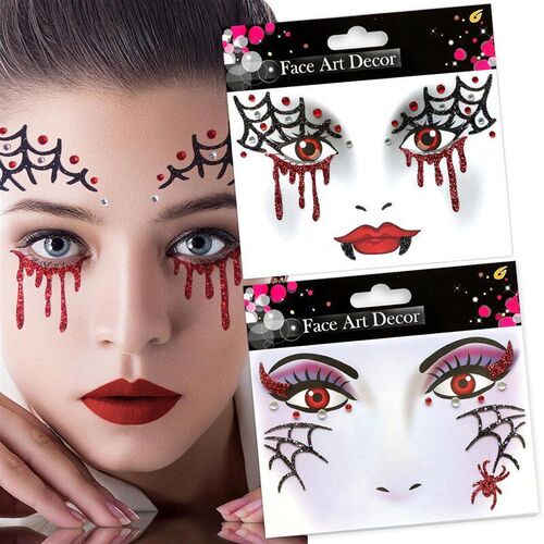 face stickers vampire Halloween Face Tattoos Glitter Spider