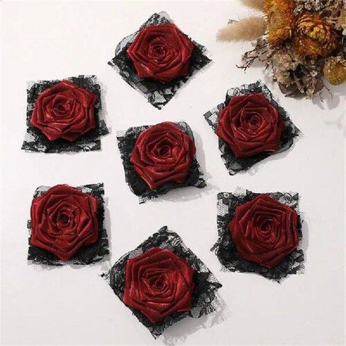 4PCS Multipurpose 3D Lace Rose Flower Patches Multilayer