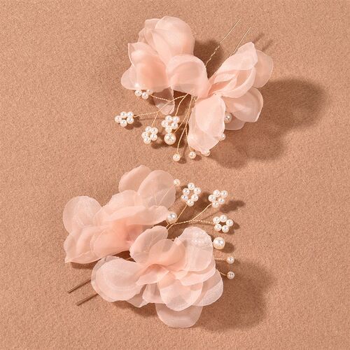 Wedding U Shape Hair Clips Bridal Headpiece Mesh Flower Hair