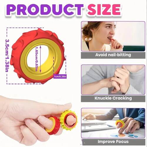 6Pcs Rotating Fidget Ring Finger Spinner for Kids Birthday P