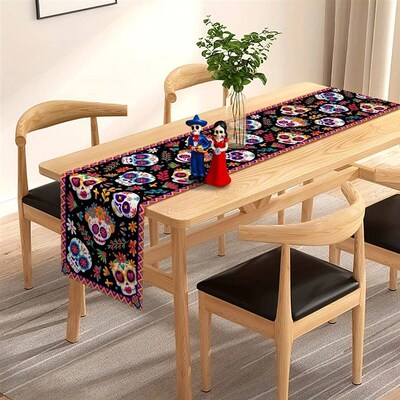 1Set Halloween Decoration Table Runner Tablecloth Mexican Da