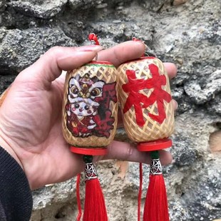 潮汕州传统竹编油纸迷你小灯笼姓氏定制汽车载发光手工diy挂饰