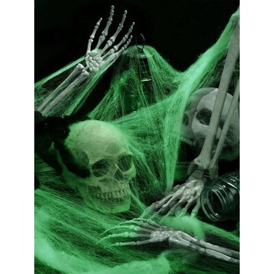 Glow-In-The-Dark Spider Web Set with Spiders, Fluorescent Ex