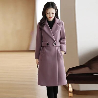 Wool Coat Women Fashion MidLong 2025 FW Slimming Womens Over