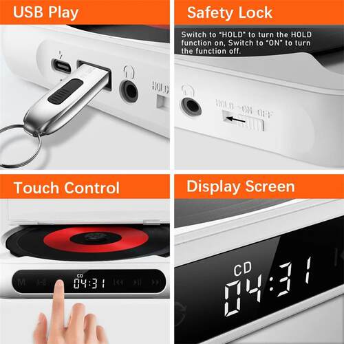 BT5.1 CD Player Portable Music Player Desktop CD Runner with