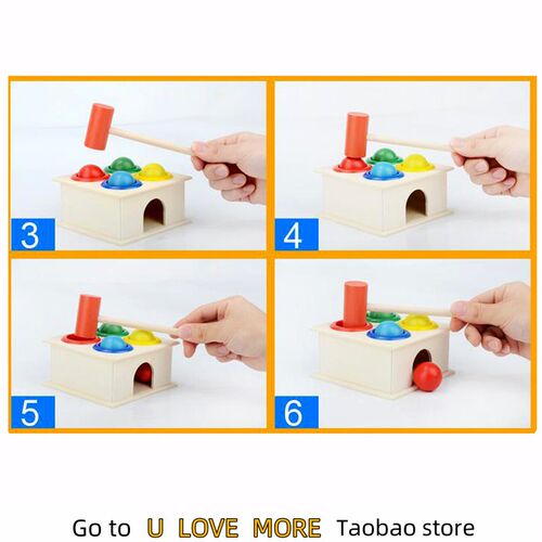 1Set Wooden Hammering Ball Hammer Box Children Fun Playing H