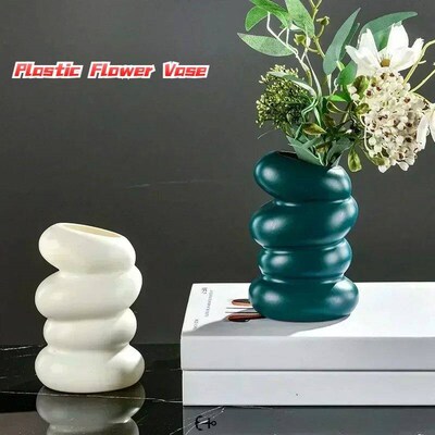 1PC Plastic Spiral White Vase Nordic Creative Flower Arrange